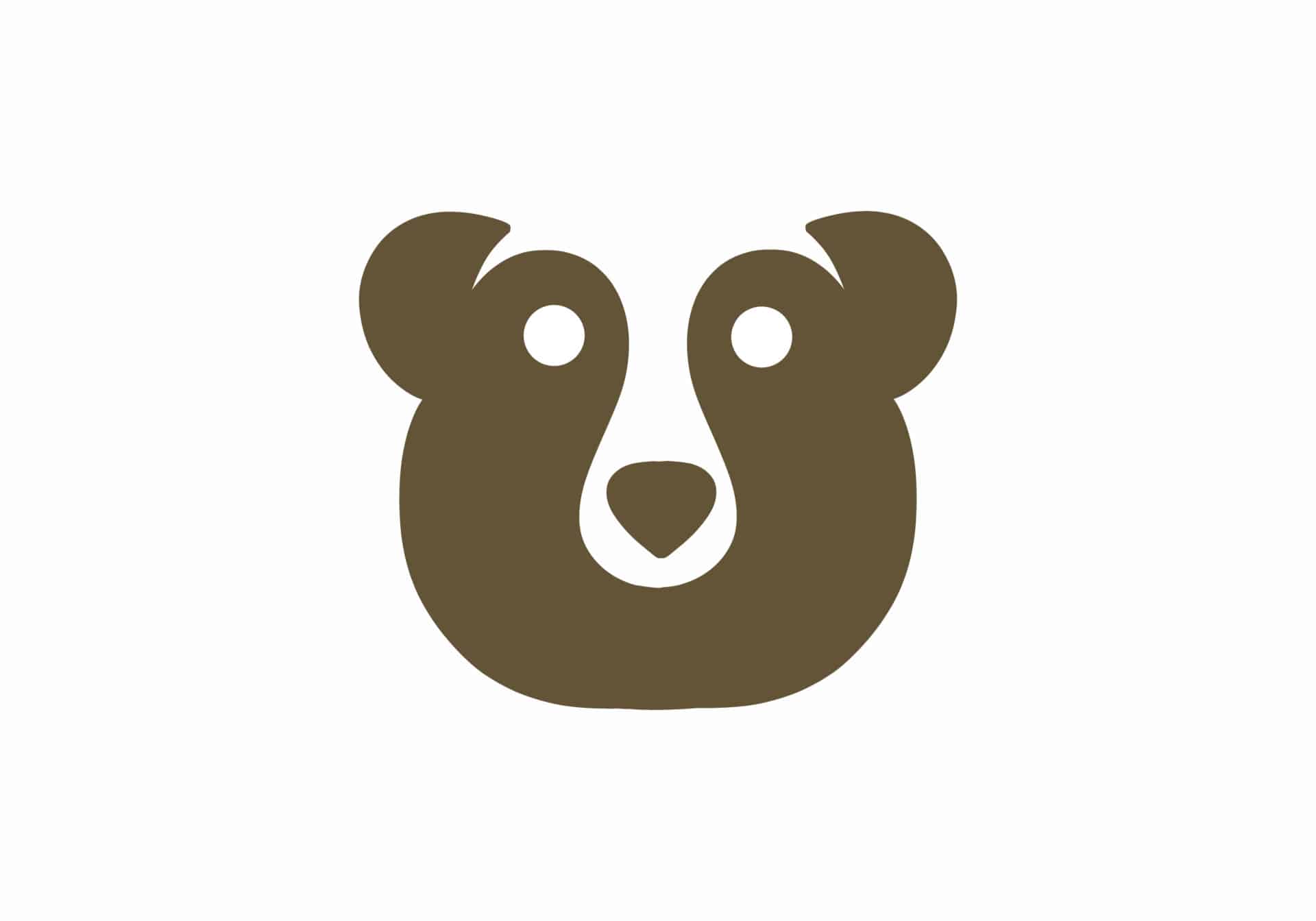 Simple brown head of bear illustration design
